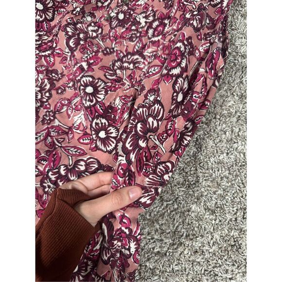 Faherty Isha Midi Dress Linen Blend Pink Rose Desert Bloom Floral Sleeveless M - Picture 13 of 13